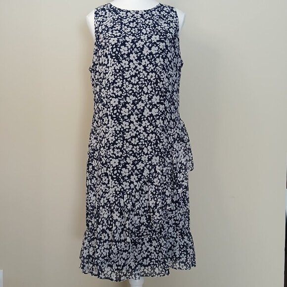 Lauren Ralph Lauren Dresses & Skirts - Lauren Ralph Lauren Ruffle Tiered Hem Blue & Light Gray Floral Midi Dress Sz 12